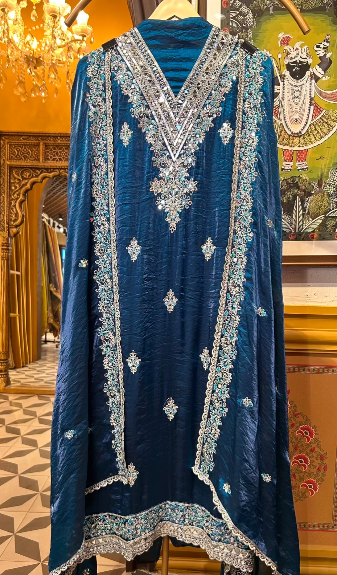 Zafera Tissue Organza Suit (Peacock Blue)