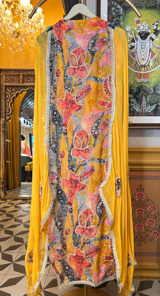 Iraah Organza Suit (Yellow)