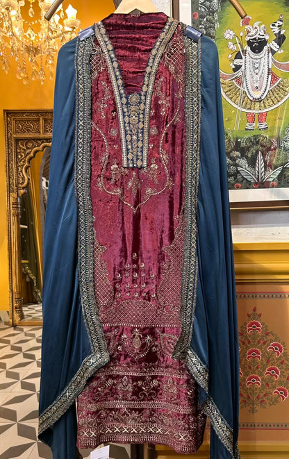 Inaya-é-Velvet Suit (Wine)