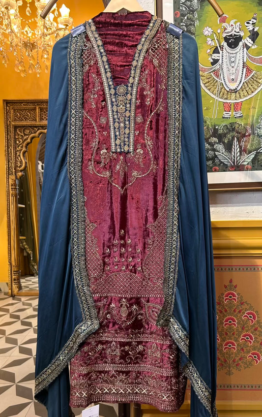 Inaya-é-Velvet Suit (Wine)