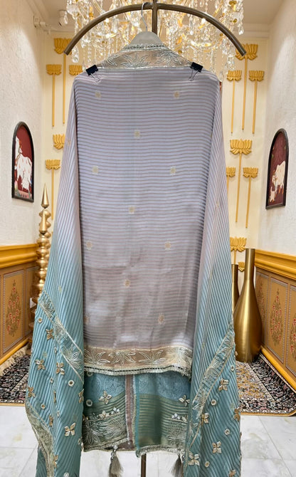 Sarnoor Gota Mirror Suit (Beige & Blue)