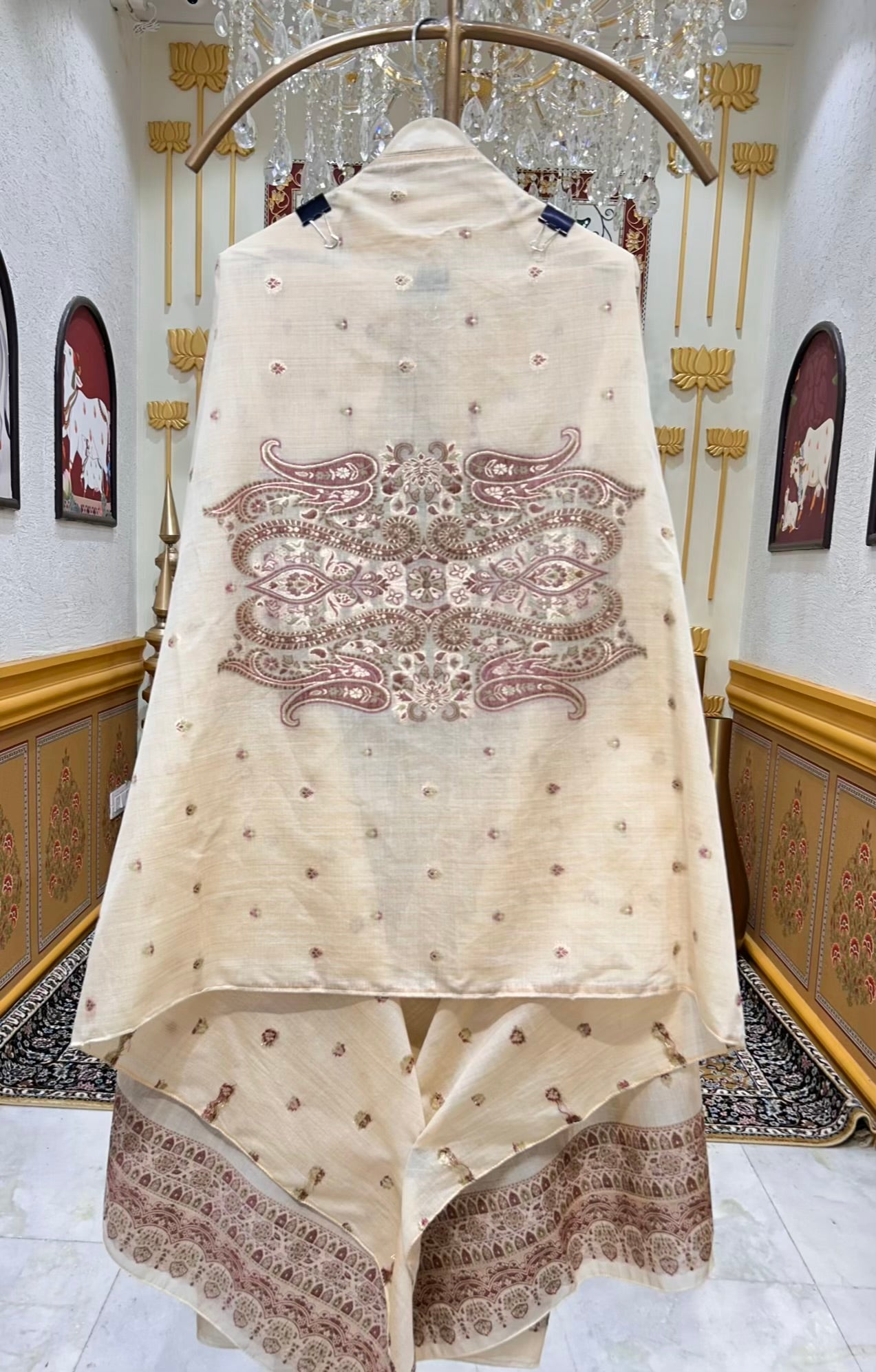 Sahiba Jamdani Weave Suit (Beige & Brown)