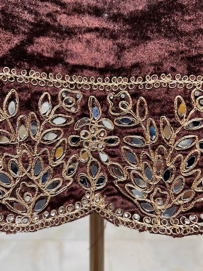 Ruhnaz Velvet Taj Suit (Brown)