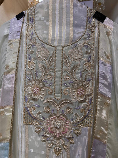 Mehraz Zari Glow Suit (Pista Green)