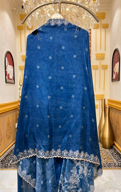 Sahira Zari Silk Suit (Blue)
