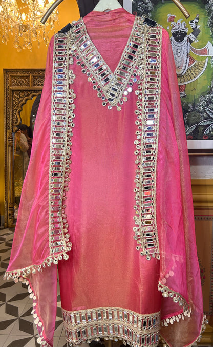 Shazeen Organza Suit (Pink)