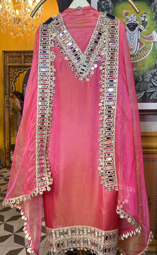 Shazeen Organza Suit (Pink)