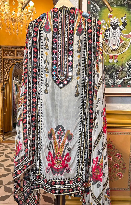 Elvira Organza Suit (Ivory Blue)