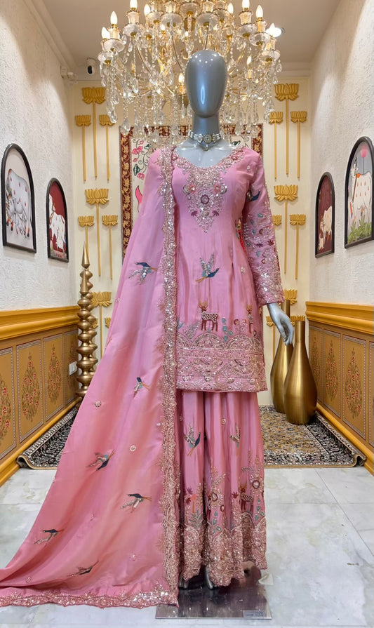 Meher Noor Sharara Set (Pink)