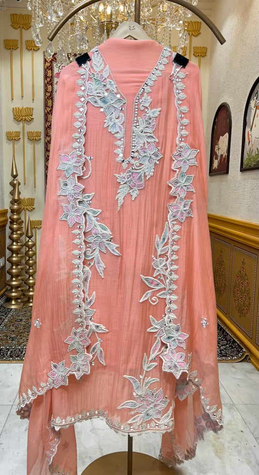 Nazira Mul Aaina Suit (Peach)