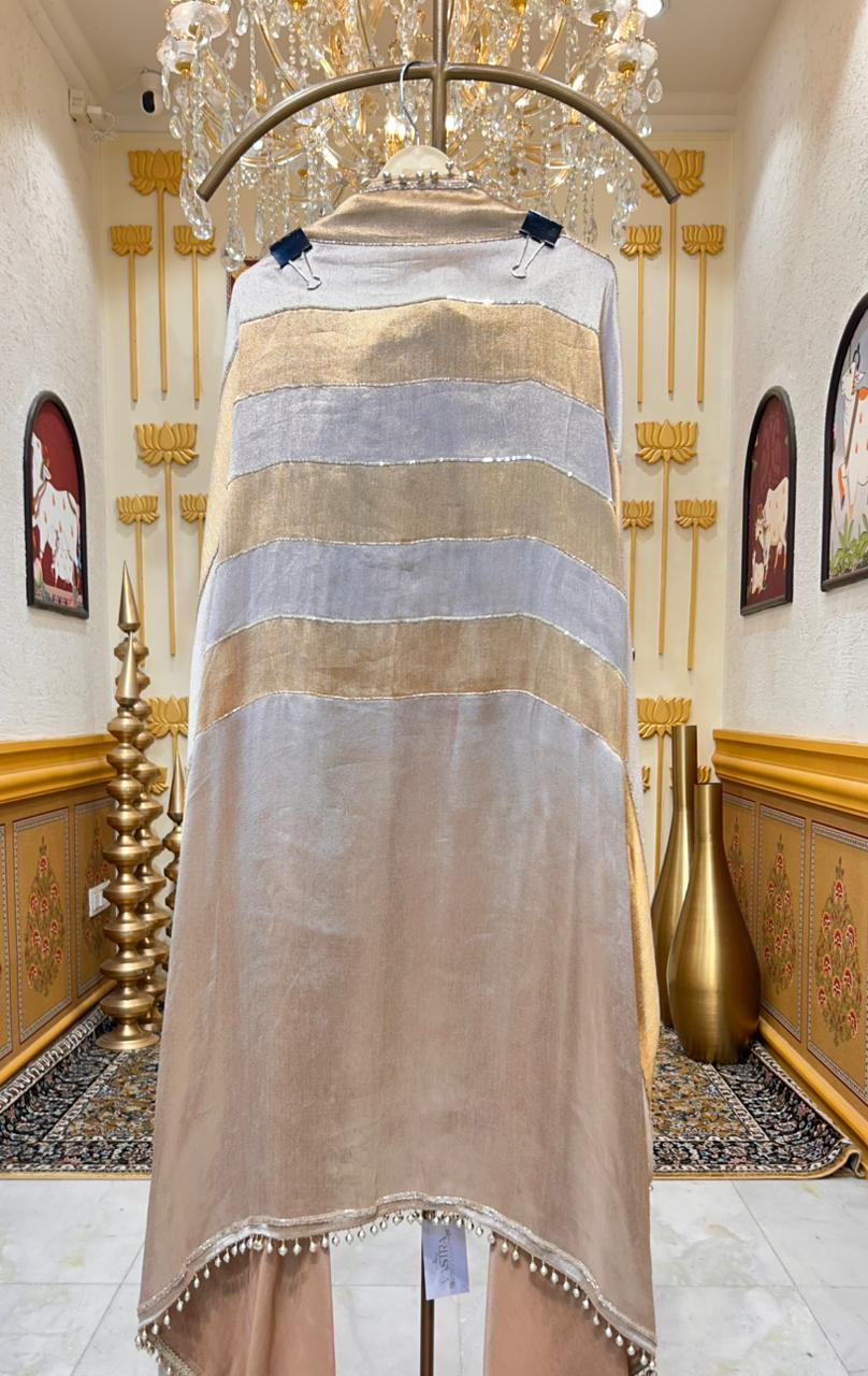 Ruhani Brocade Stone Élan Suit (Beige)