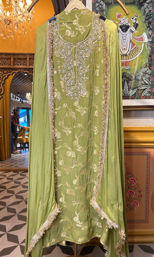 Zarmina Banarasi Suit (Green)