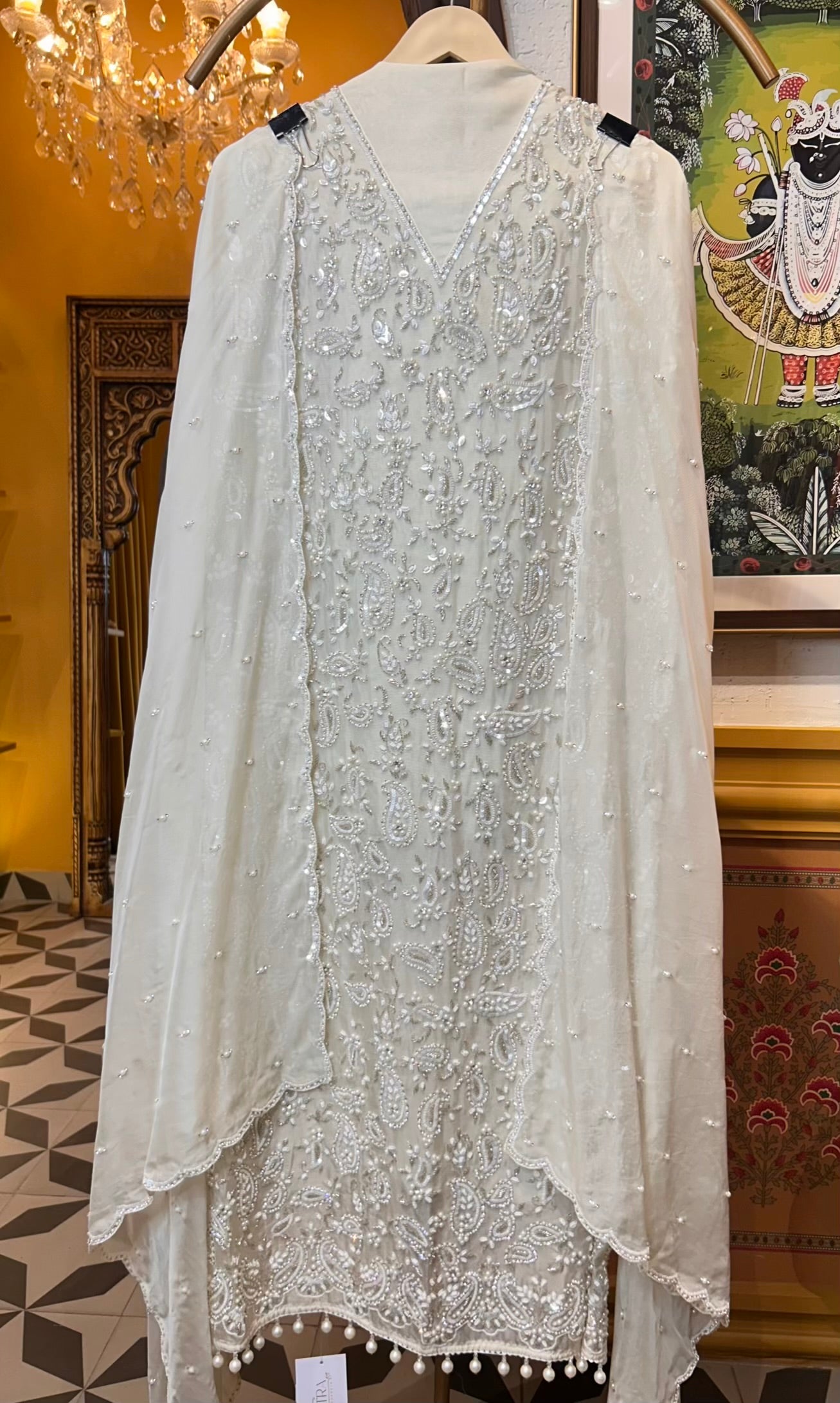 Mehrosa Organza Suit (Pista Green)