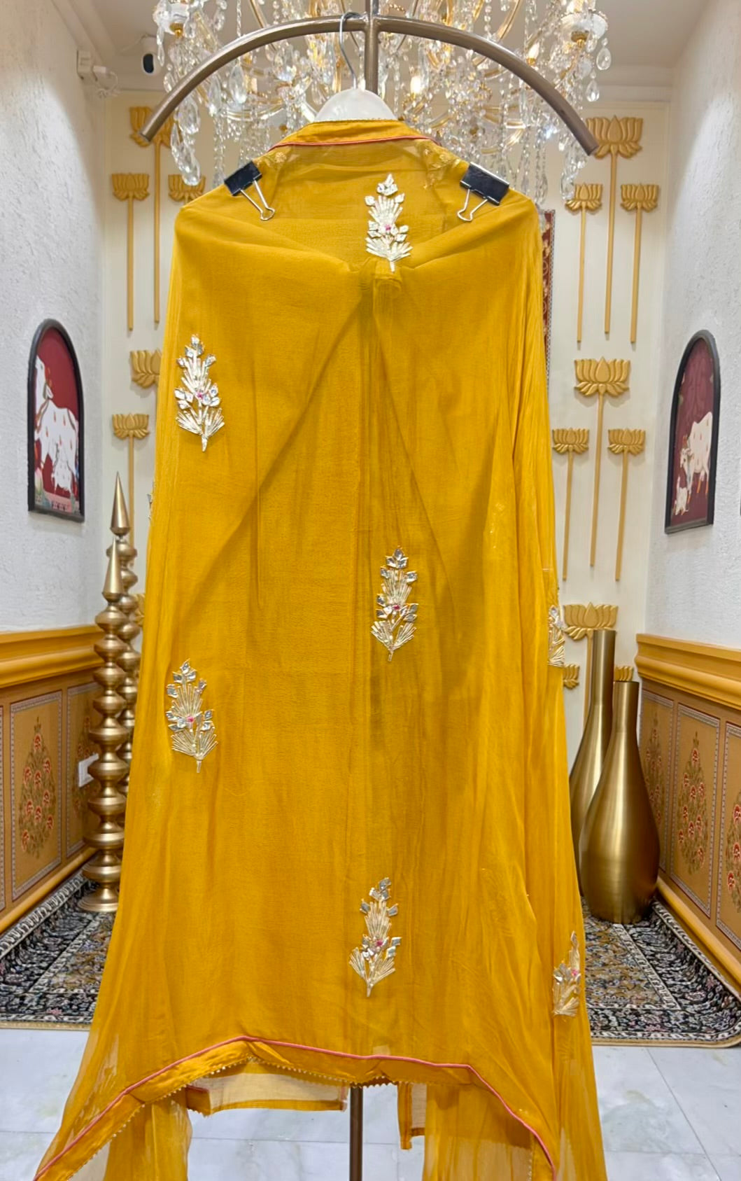 Ishara Gota Chanderi Suit (Mustard)