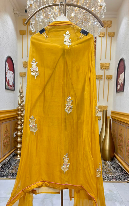Ishara Gota Chanderi Suit (Mustard)