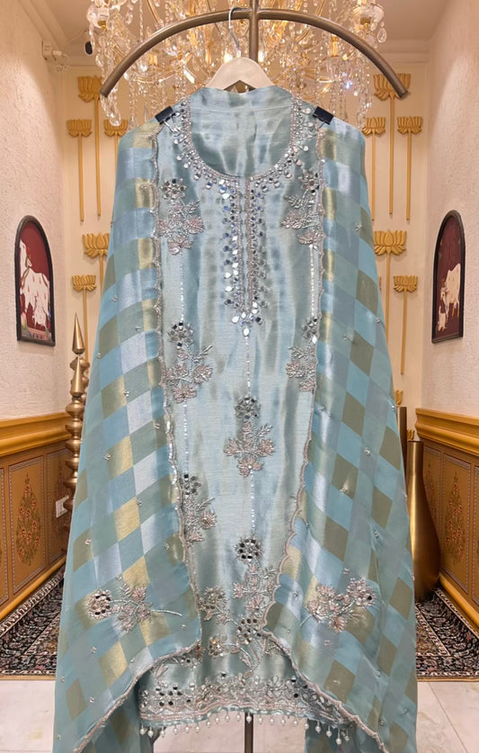 Zehraani Sequin Naqsh Suit (Powder Blue)