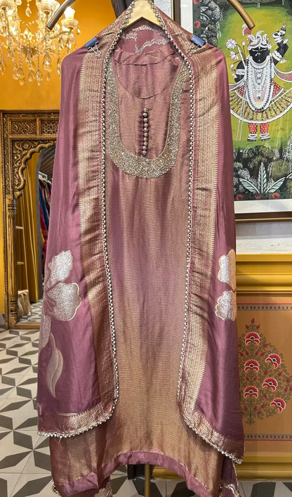 Meerbaaz Banarasi Suit (Wine)