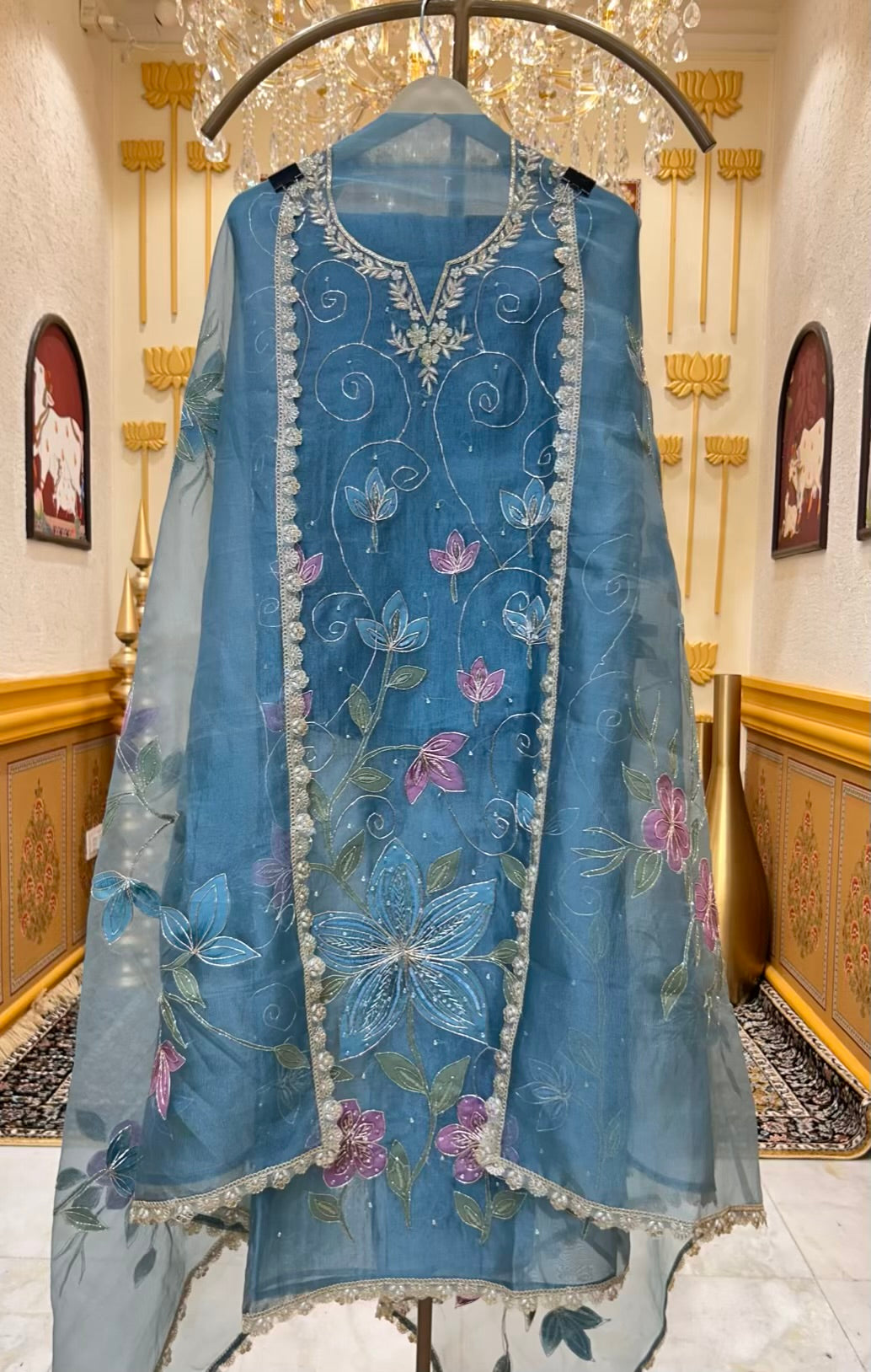 Sarvika Gota Jhalar Suit (Blue)