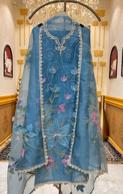 Sarvika Gota Jhalar Suit (Blue)