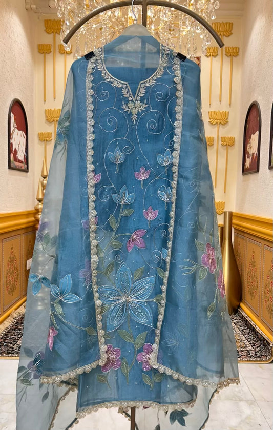 Sarvika Gota Jhalar Suit (Blue)