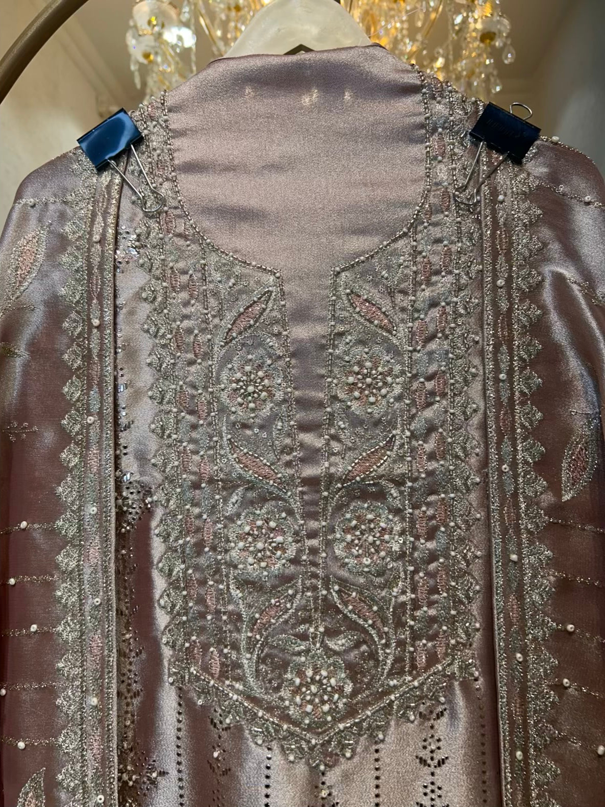 Mehraz Éclat Mukaish Suit (Peach)