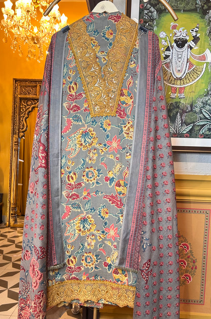 Rimjhim Cotton Suit (Grey)