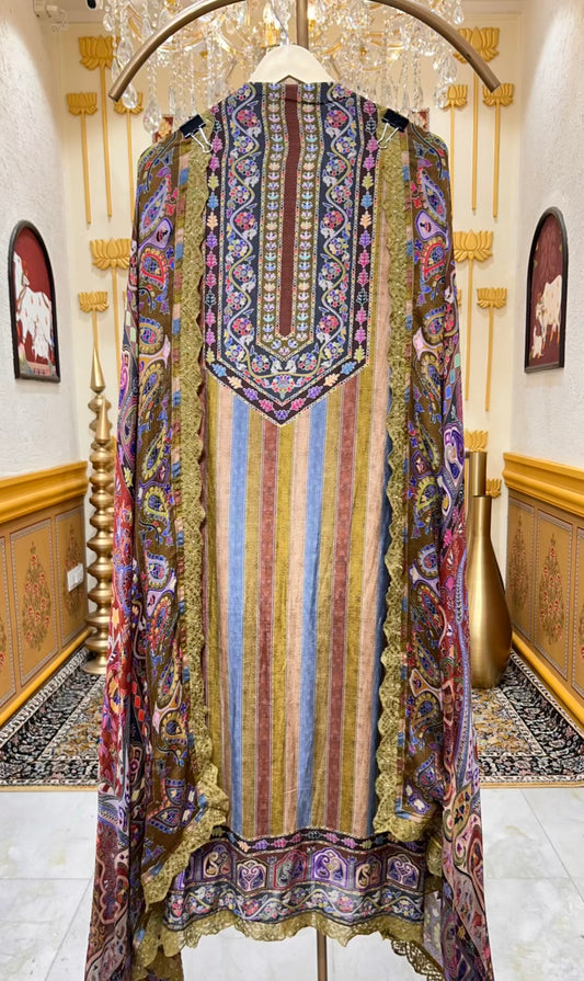Aavira Silk Veil Suit (Mehendi Green)