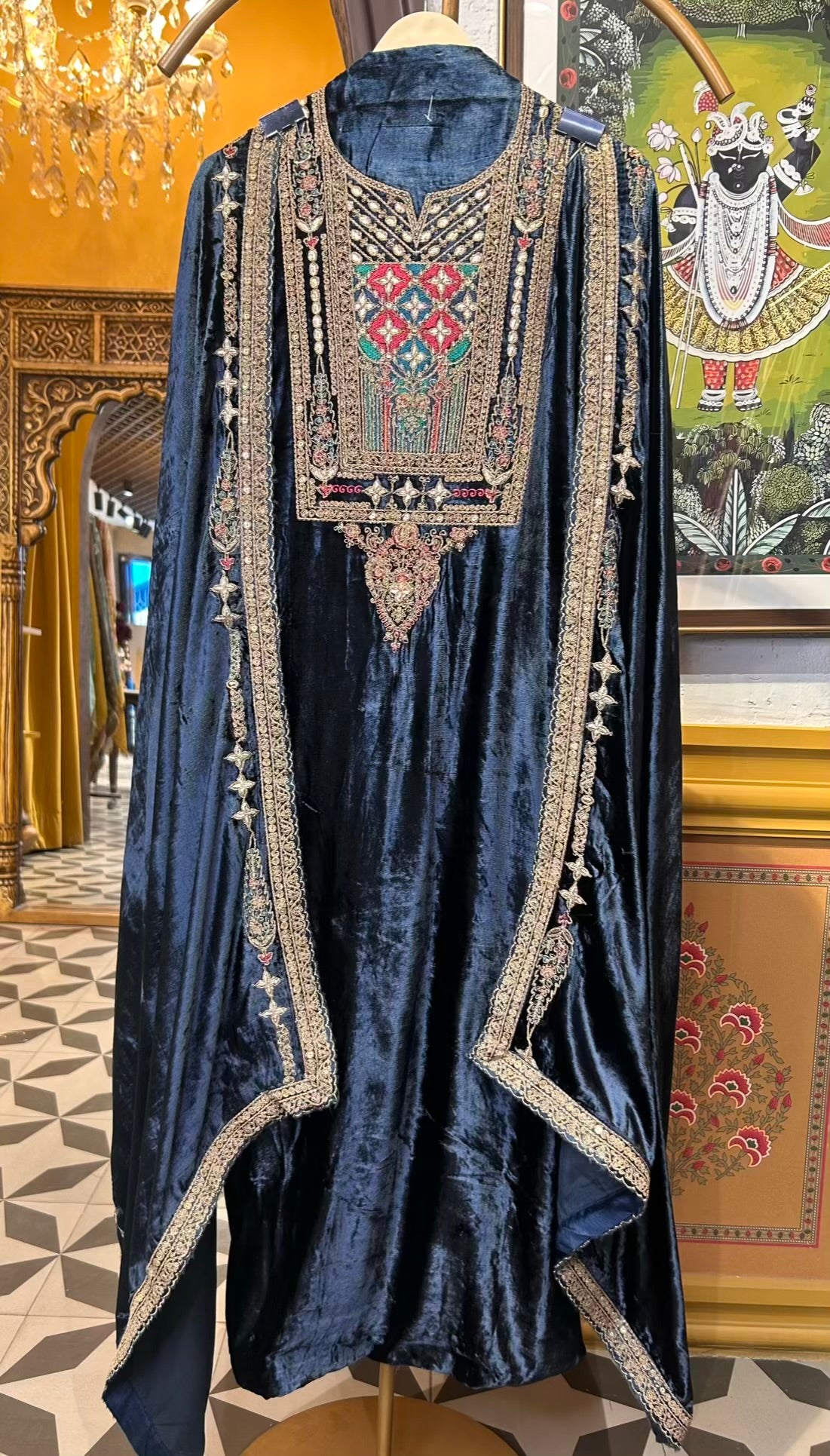 Naaz-é-Velvet Suit (Blue)