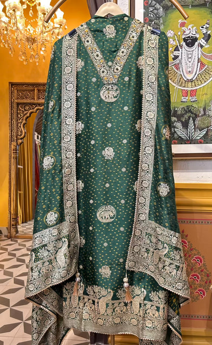 Zarwina Organza Suit (Green)