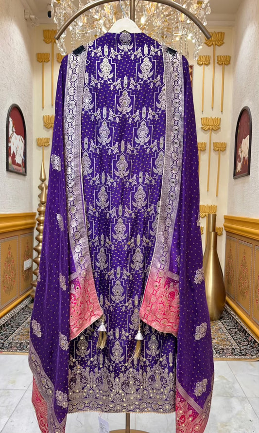 Gulraaya Bandhani Noor Suit (Purple)