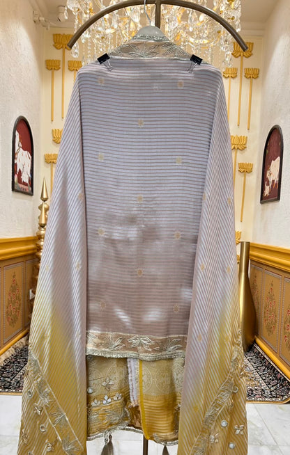 Sarnoor Gota Mirror Suit (Beige & Yellow)