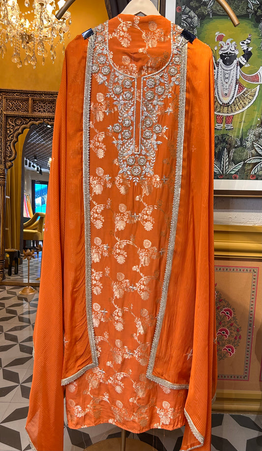 Zarmina Banarasi Suit (Orange)