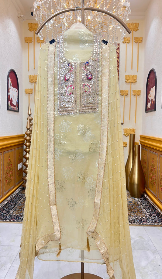 Mehrina Tissue Noor Suit (Yellow)
