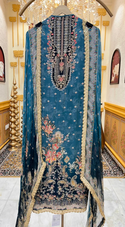 Elvaira Cutdana Organza Suit (Blue)