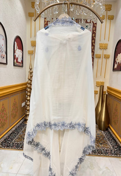 Mehveen Chanderi Mul Suit (Beige & Blue)