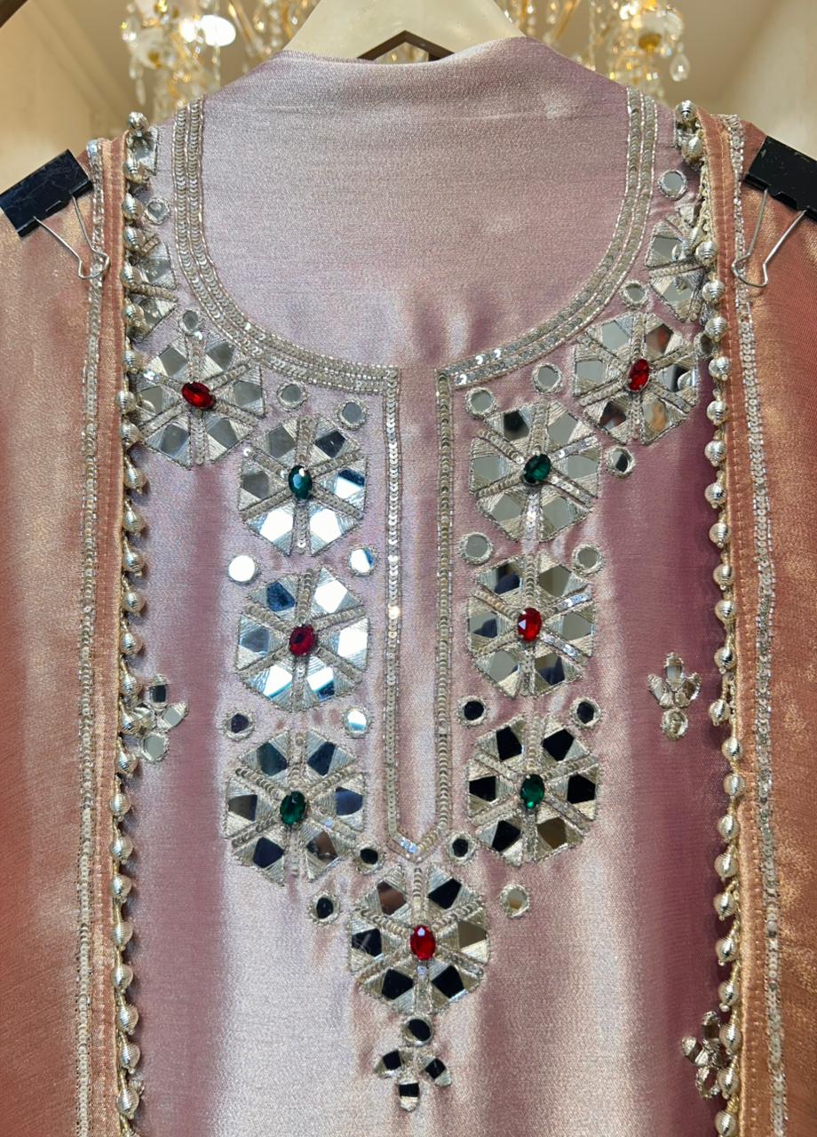 Ruhani Brocade Stone Élan Suit (Pink)