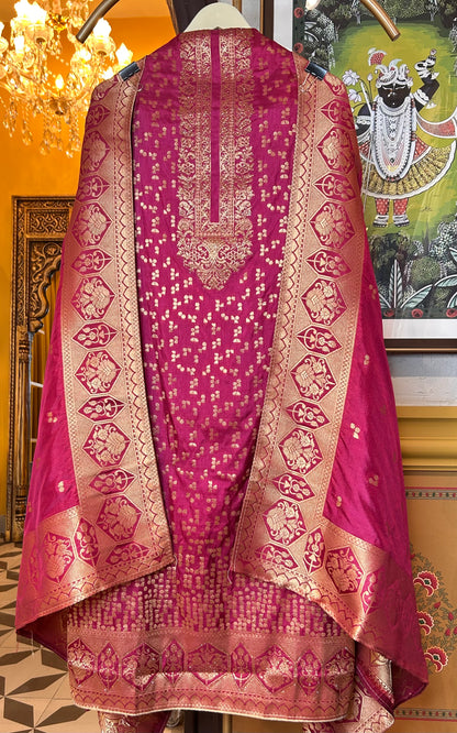 Amaaya Banarasi Silk Suit (Wine)