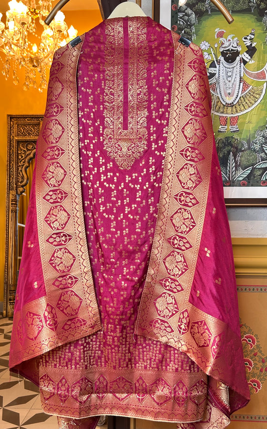 Amaaya Banarasi Silk Suit (Wine)