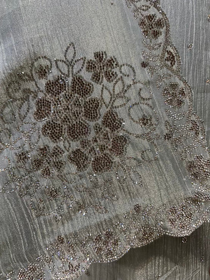 Zehraani Stone Veil Suit (Pista Green)