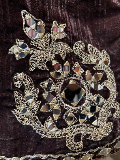 Shahnoor Velvet Slit Dress (Brown)