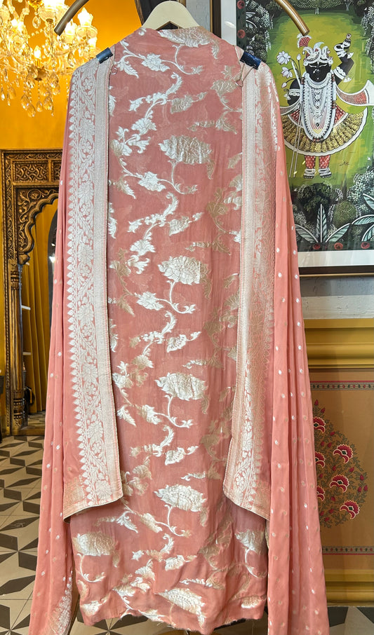 Devanshi Banarasi Georgette Suit (Peach)