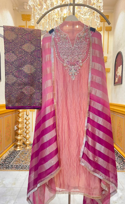 Sarvangi Brocade Suit (Pink)