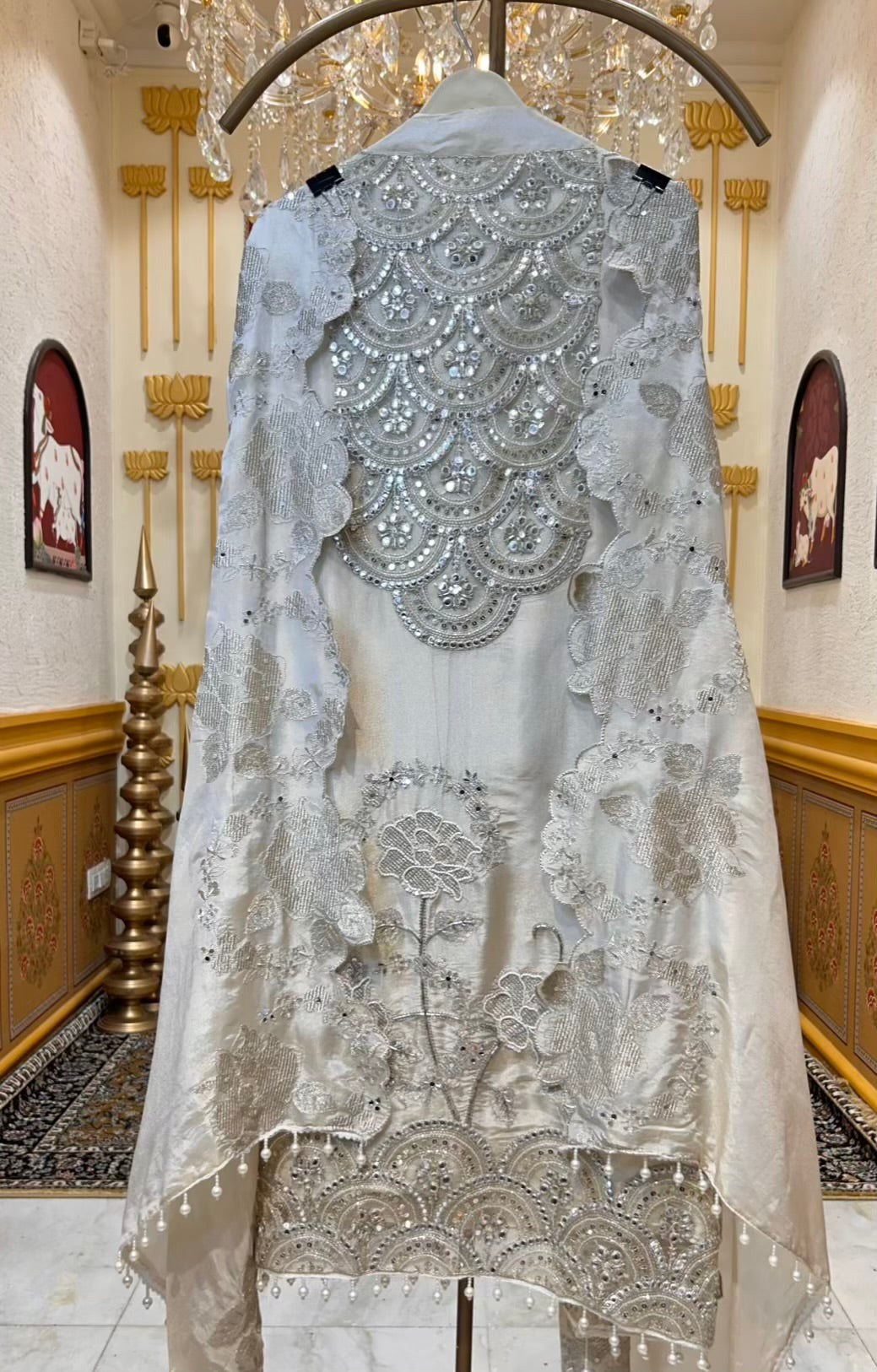Zyrah Leather Luxe Organza Suit