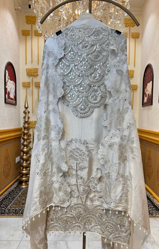 Zyrah Leather Luxe Organza Suit