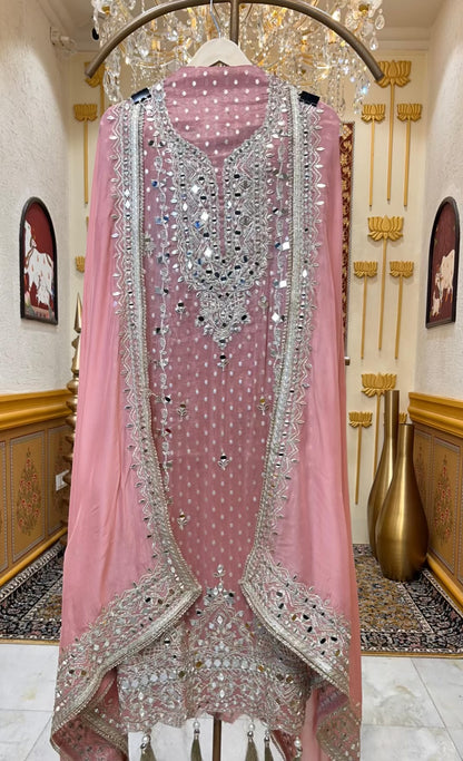 Arezya Aaina Leather Suit (Peach)