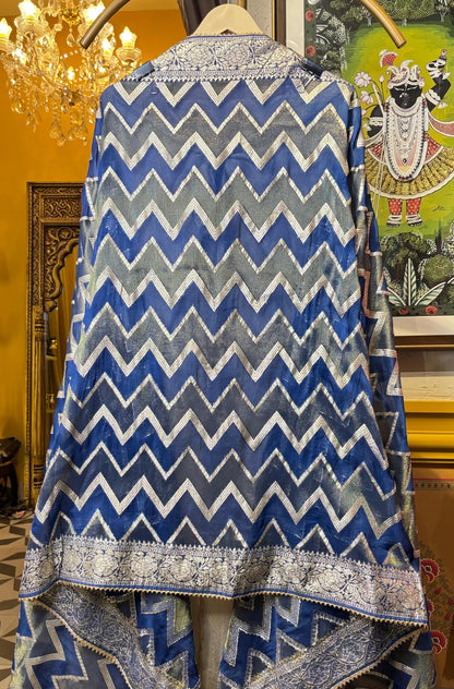 Zeenat Organza Suit (Ivory Blue)