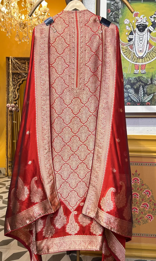 Roopkaar Banarasi Suit (Rust)