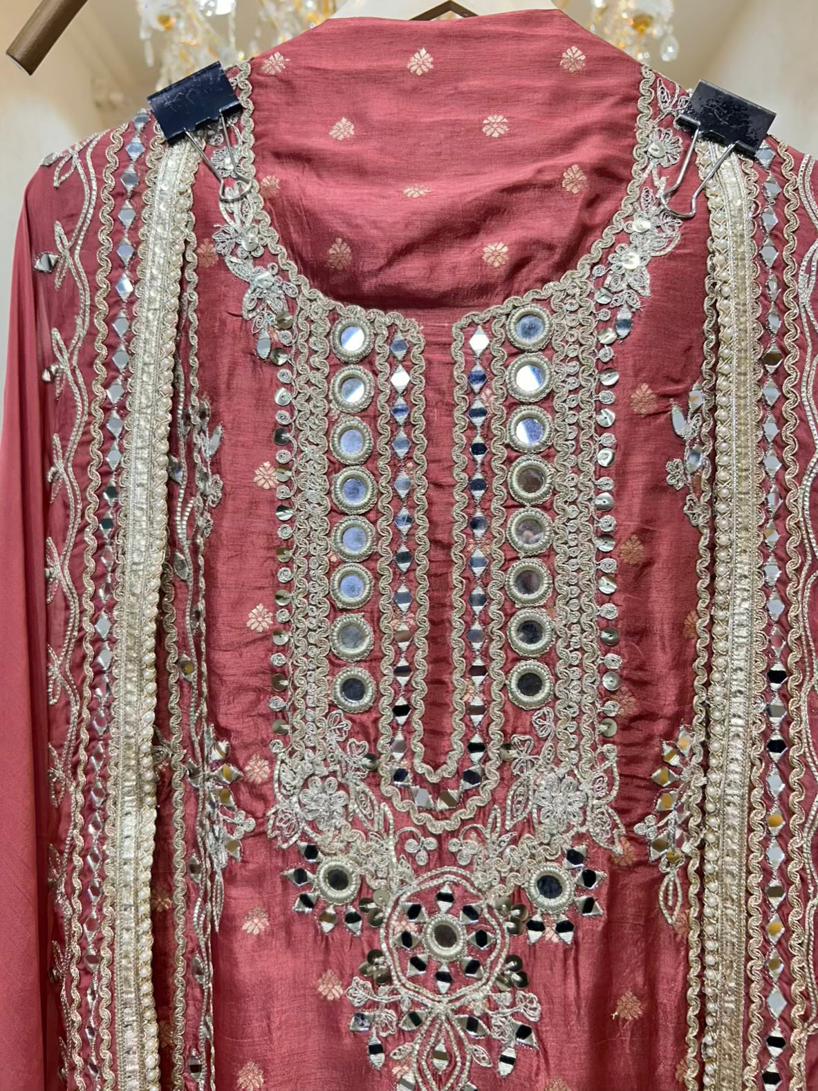 Ishira Banarasi Sheesha Suit (Pink)