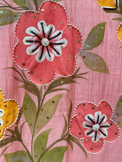 Mehar Handpaint Pearl Suit (Pink)