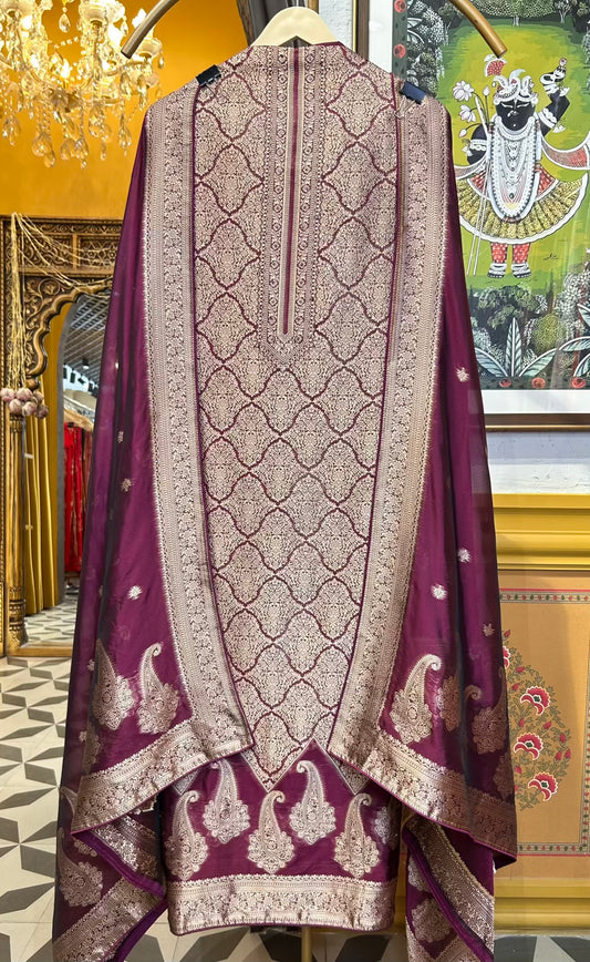 Roopkaar Banarasi Suit (Wine)